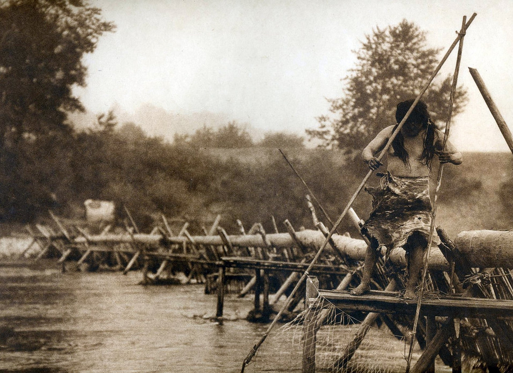 Edward S. Curtis - Fish-Weir Across Trinity River - Hupa, 1923.jpg