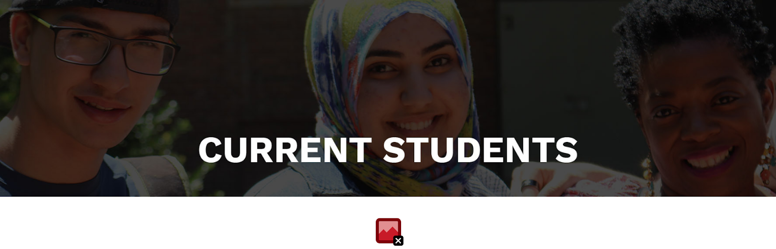 Current Students university example banner with smiling students with WAVE icon
