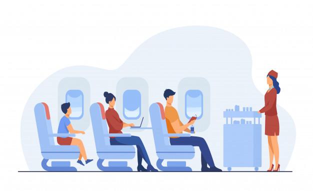 Air trip with comfort flat illustration Free Vector