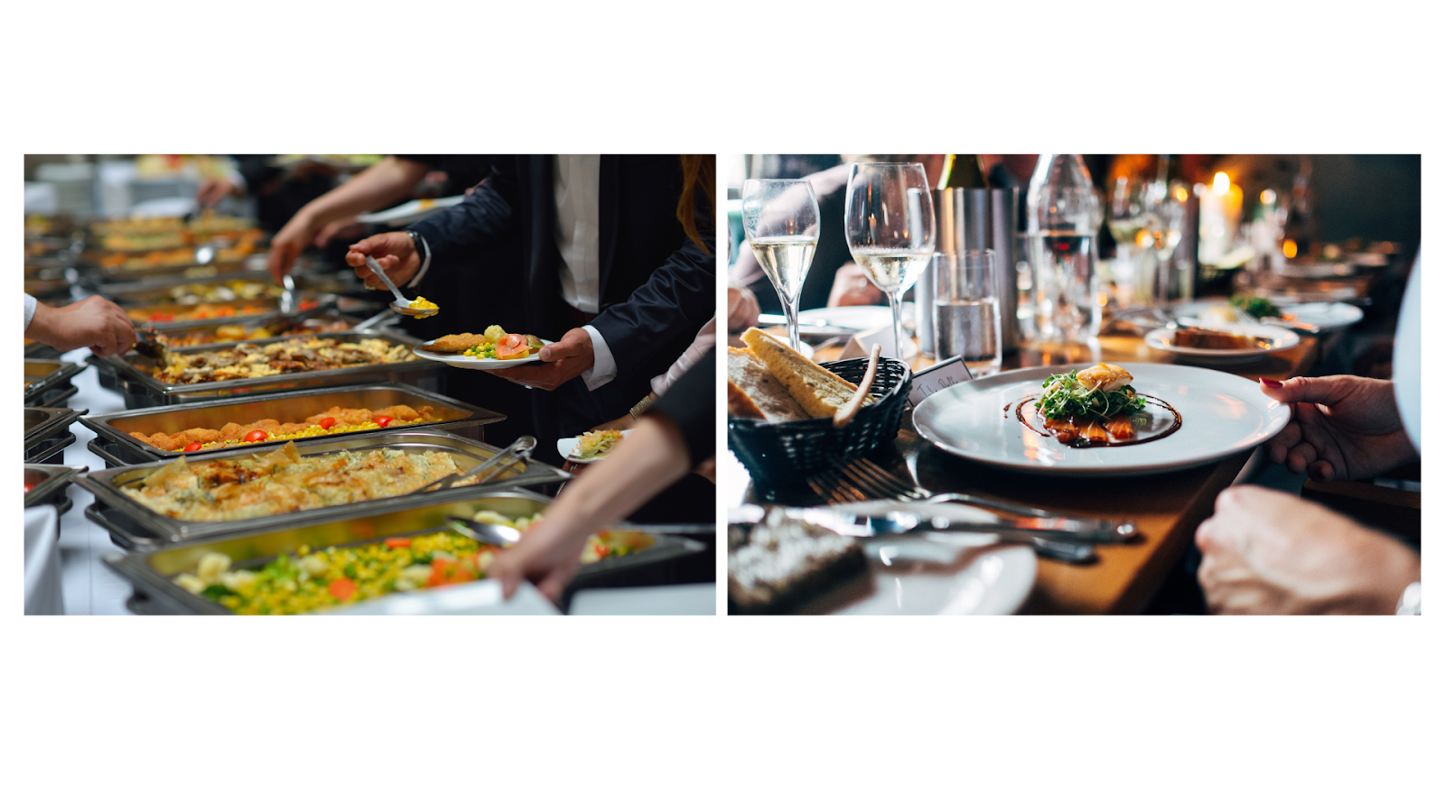imagem de dois tipos diferentes de serviços em restaurantes, mostrando que o posicionamento pode ser diferente de acordo com o público-alvo escolhido 