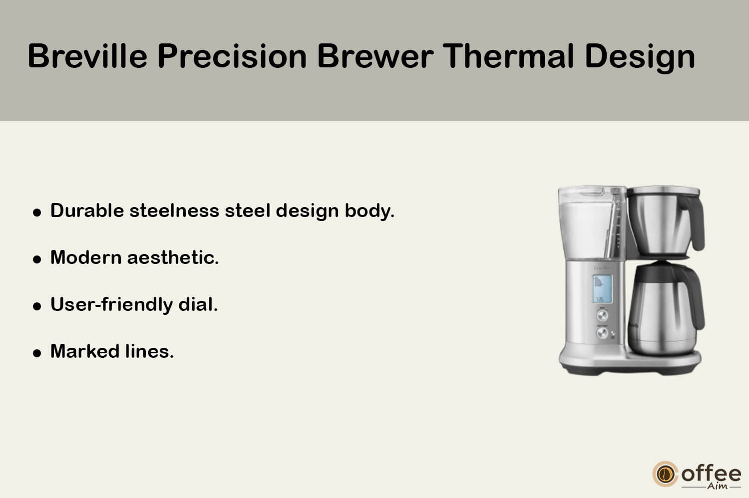 "This image showcases the design of the 'Breville Precision Brewer Thermal' for our in-depth article titled 'Breville Precision Brewer Thermal Review'."