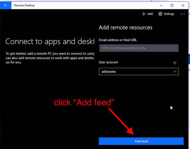 Click "Add feed" button
