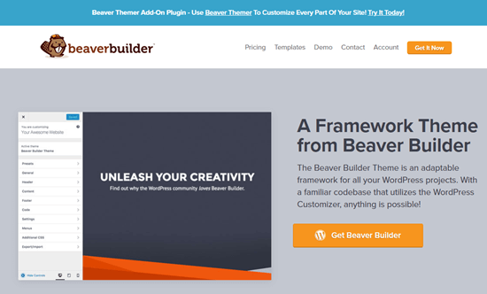 O site do tema Beaver Builder