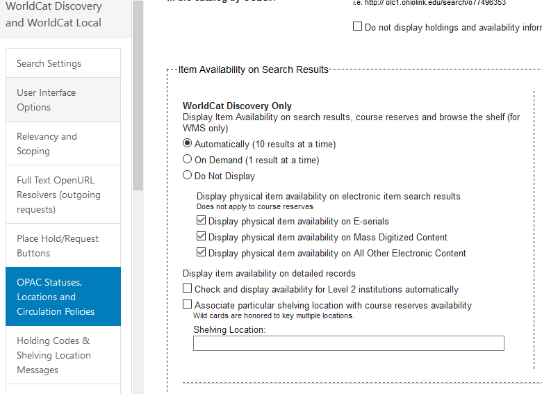 Item Availability on Search Results