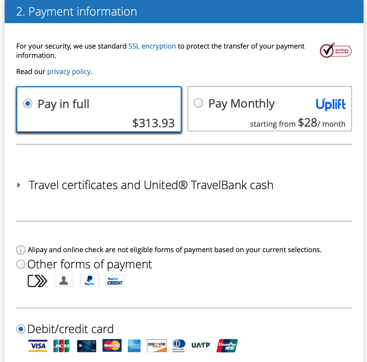 travel bank refund united