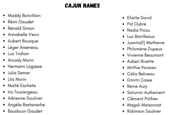 Cajun Names