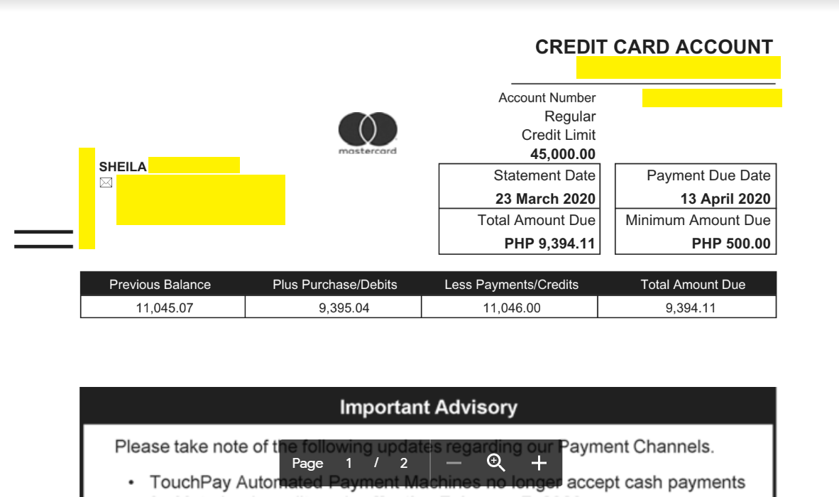 How can I see my credit card statement?