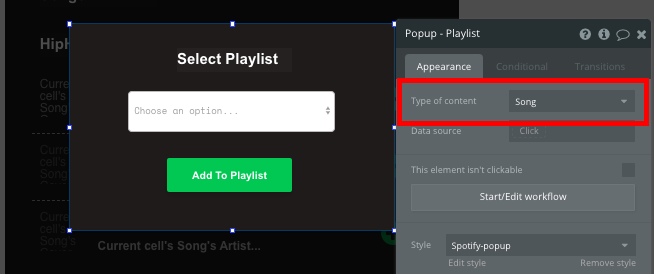Bubble Spotify Clone Add Song to Playlist Tutorial