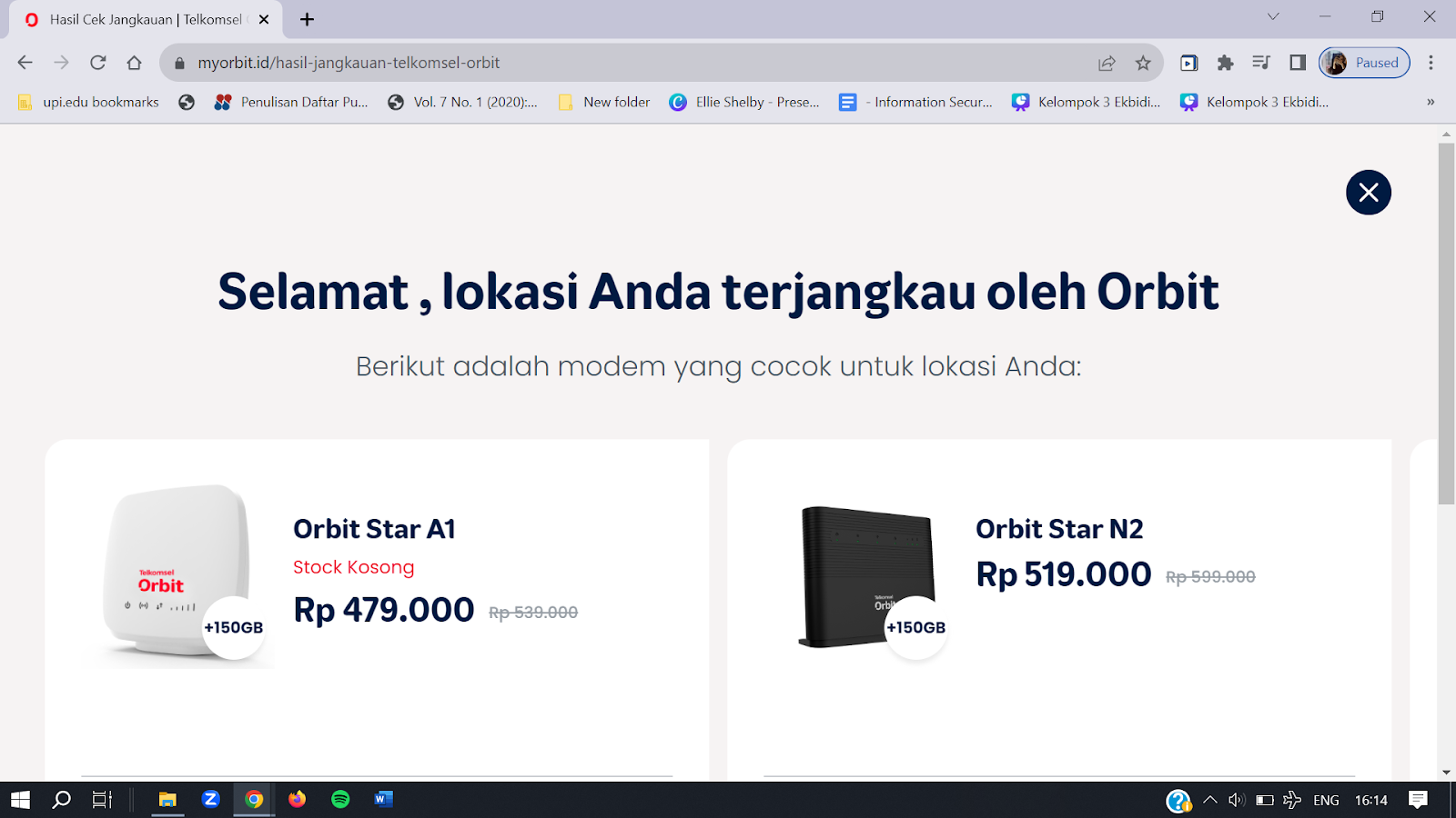 Area jangkauan Orbit Telkomsel