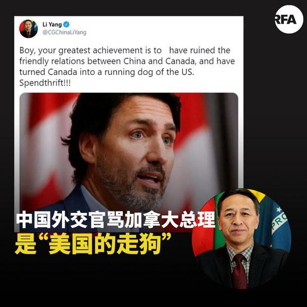 中国战狼外交秀又来了  李杨批特鲁多是走狗败家子