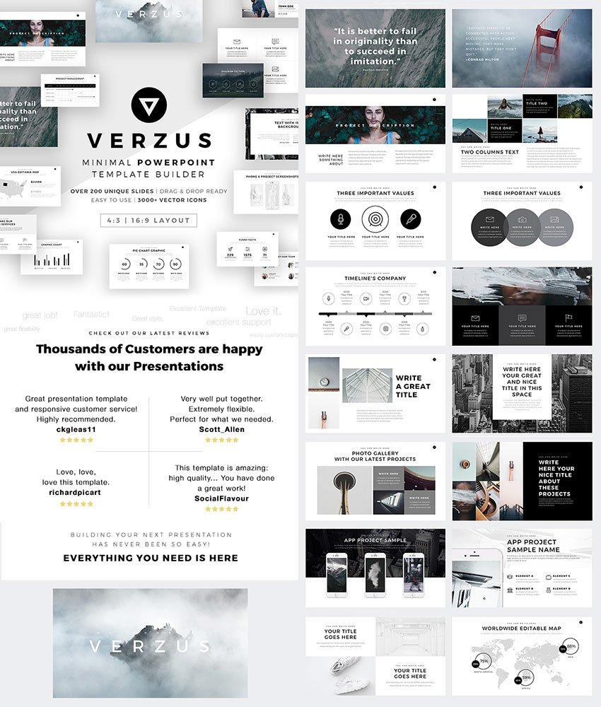 Verzus Awesome PowerPoint Template With Minimal Style
