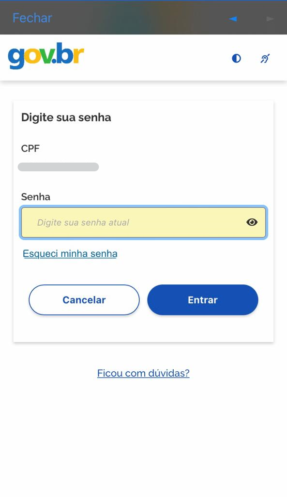 Senha no aplicativo Meu INSS