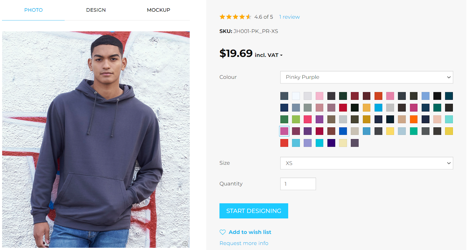 Imprinted's hoodies pricing and color options