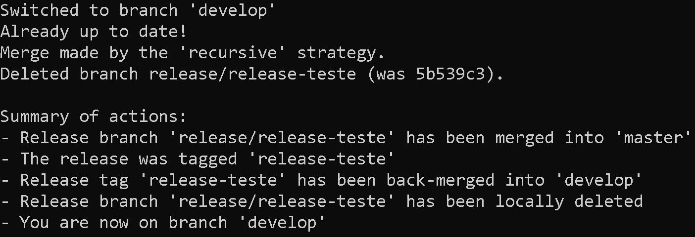 Resumo de ações git flow