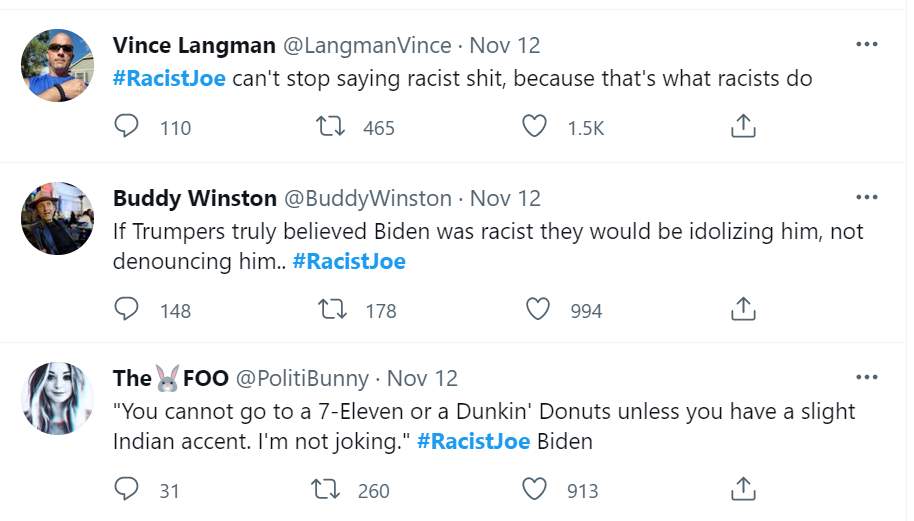 Figures 4.1 and 4.2 Popular tweets using the hashtag ‘RacistJoe’