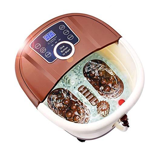 Foot Spa Bath Massager with Heat,16 Pedicure Spa Motorized Shiatsu Roller Massaging Acupuncture Point, Frequency Conversion, O2 Bubbles, Adjustable Time & Temperature, LED Display