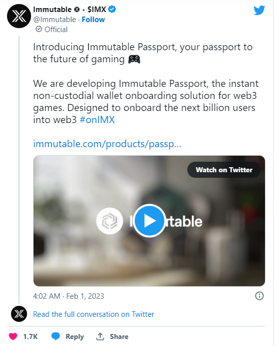 ImmutableX запустит систему игровых паспортов web3