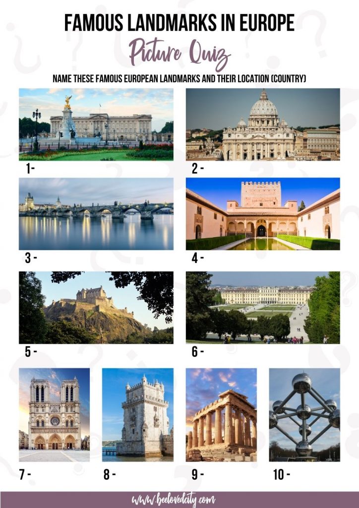 Famous landmarks in europe picture quiz