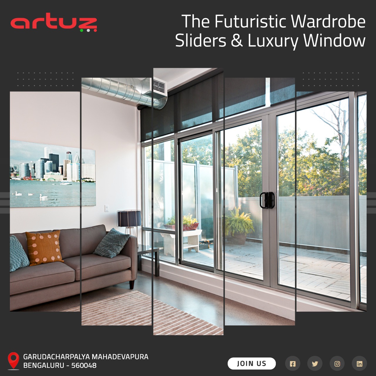 Artuz Offers Best Sliding Wardrobe Door Mechanism, Sliding Profiles Best Floor to Ceiling Wardrobe Hardware Mechanism in Bangalore and leading manufacturers
