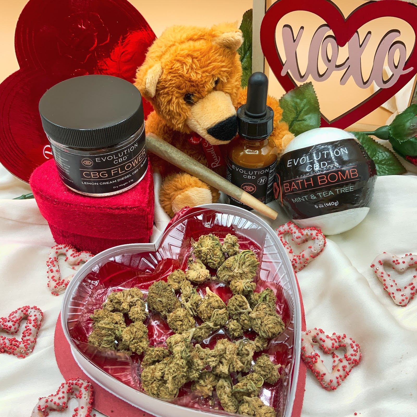 Collection of CBD products for Valentine's Day