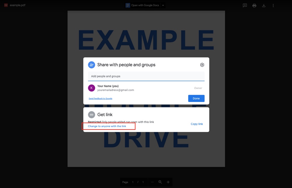 Google Drive: Configurações de compartilhamento