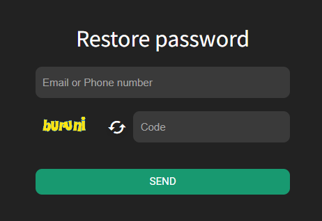 Rajbet restore password interface