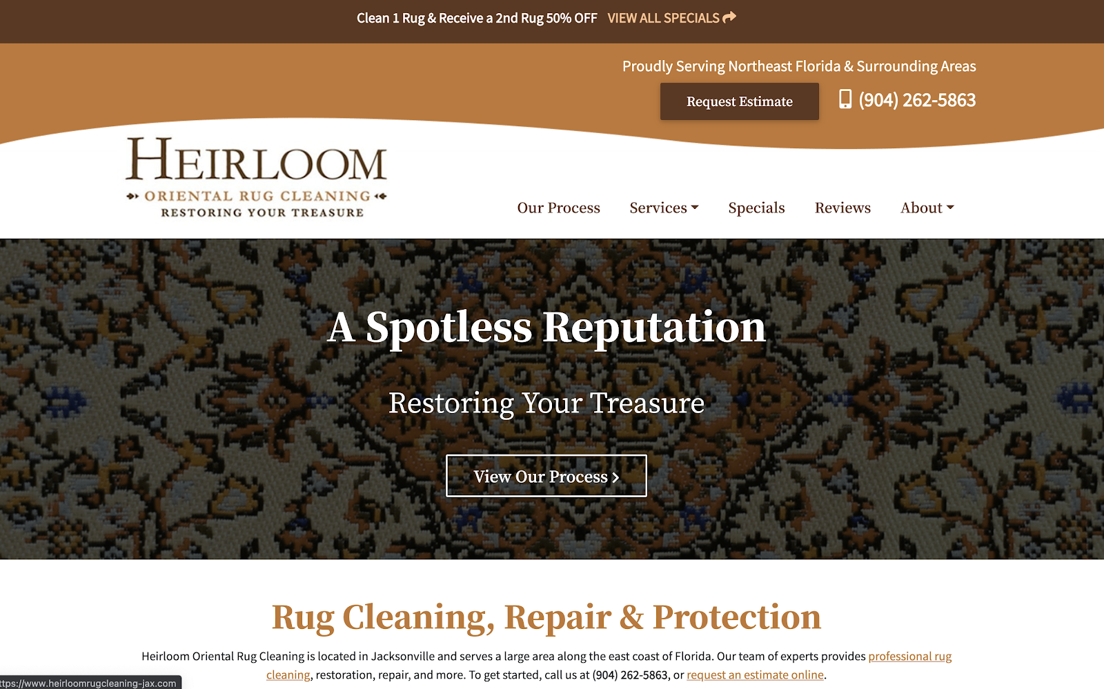sales and offers page of Heirloom oriental rug cleaning