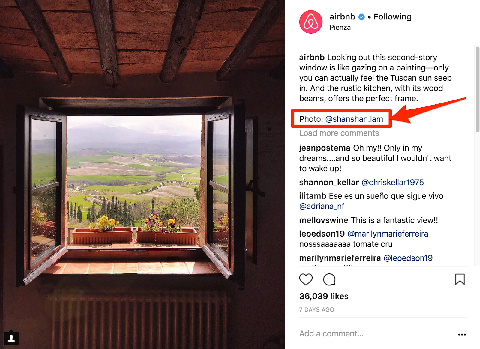 Airbnb UGC example