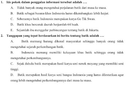 Contoh Soal Essay Bahasa Indonesia Kurikulum 2013