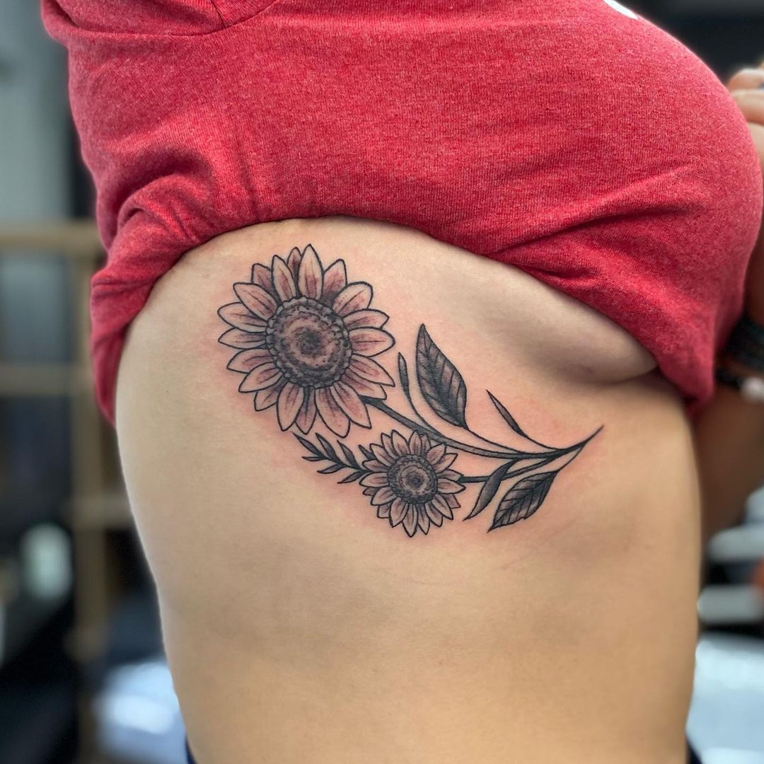 black sunflower tattoo