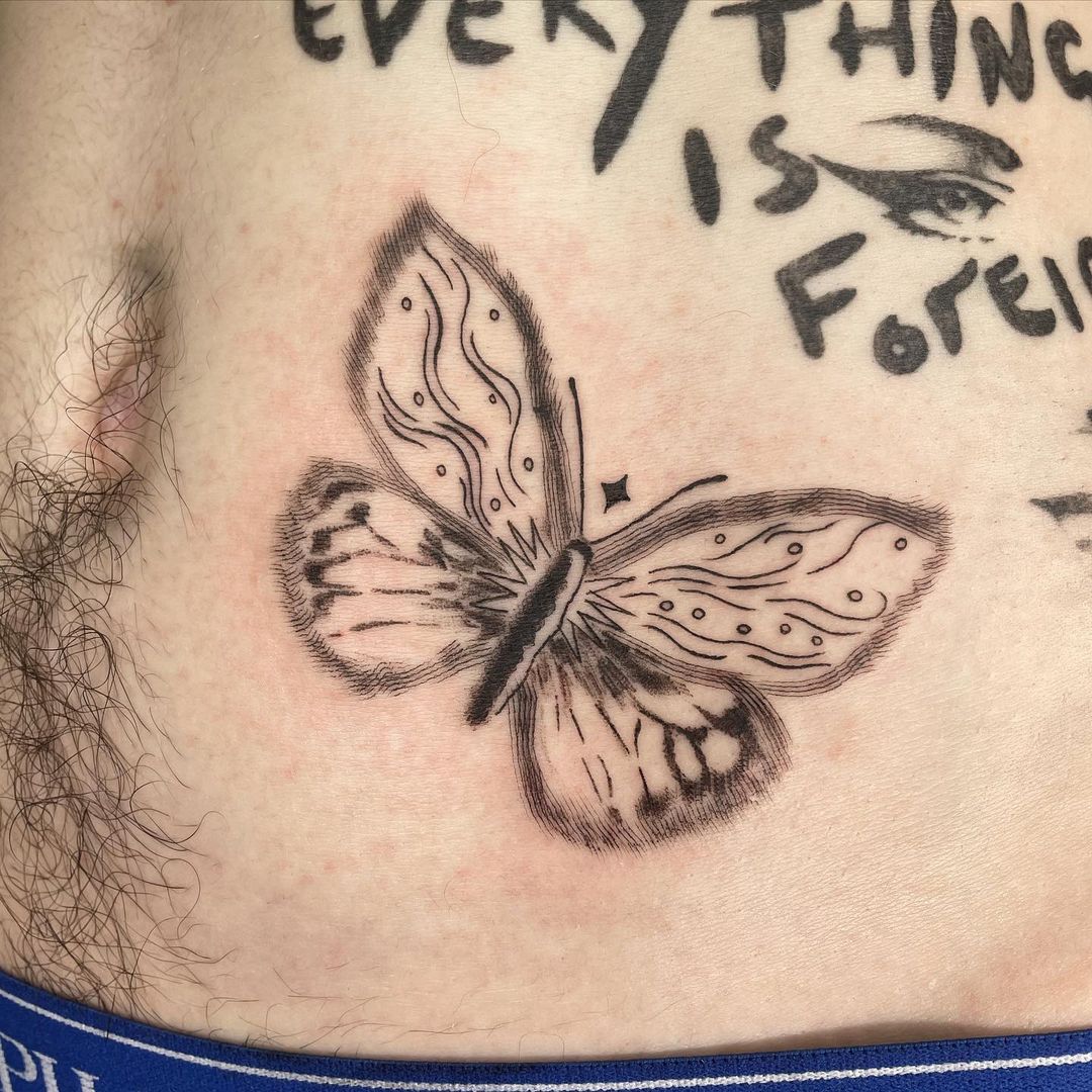 Textured Butterfly Tattoo