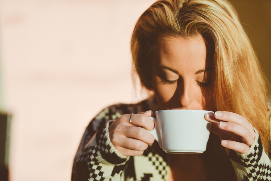 person, woman, coffee