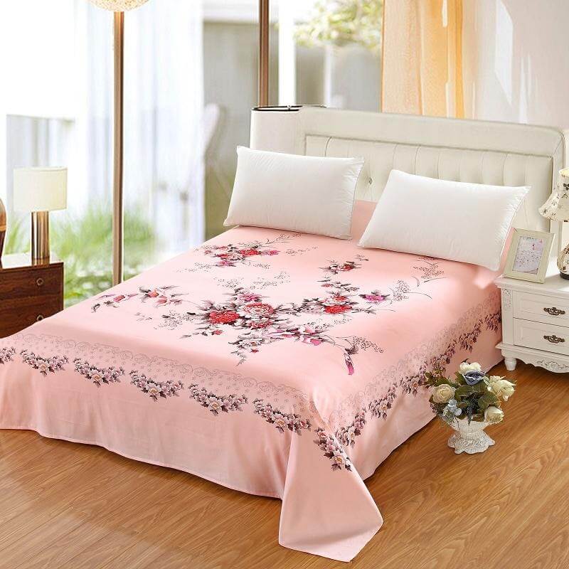 Mẫu ga giường màu hồng hoa văn kiểu dáng cổ điển 1