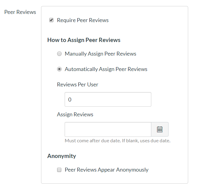 create a peer review assignment on canvas