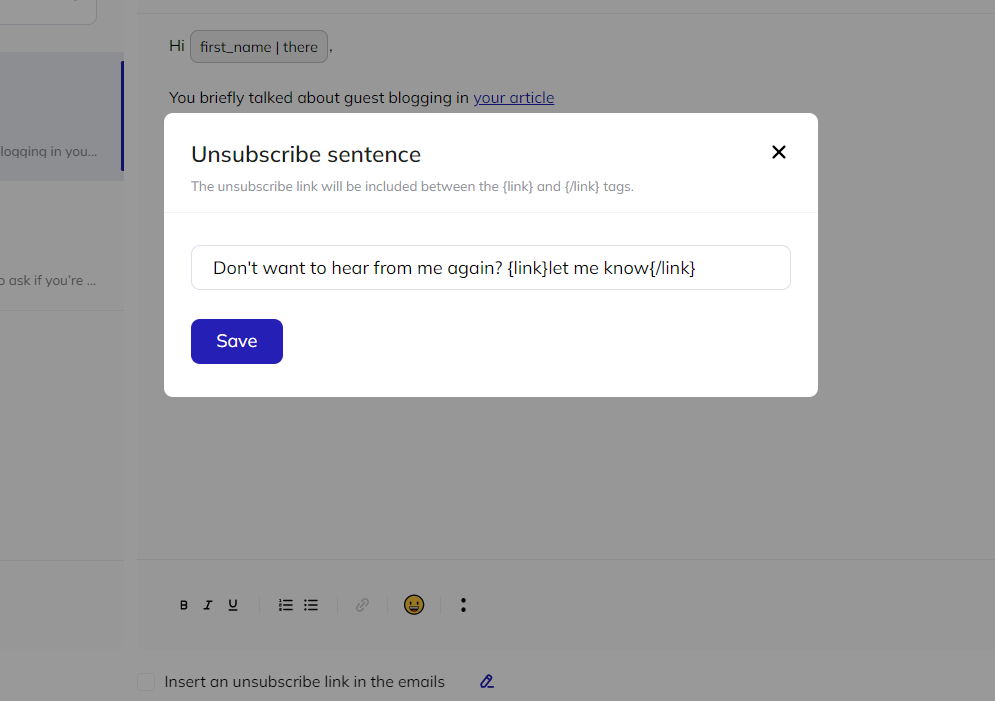 adding an unsubscribe link