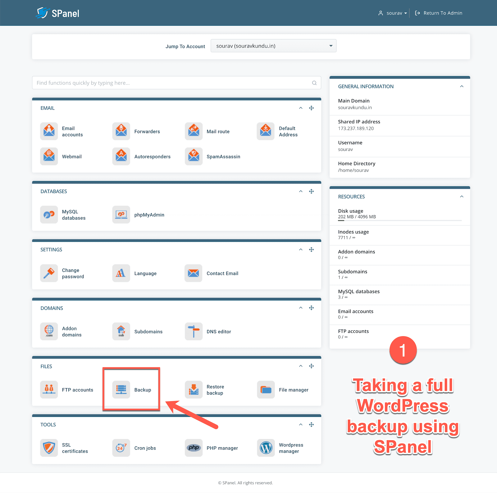 faça um backup completo do wordpress no scala spanel parte 1
