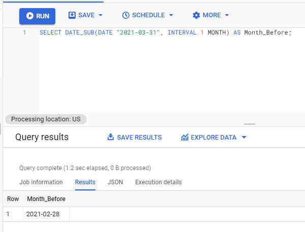 Date_Add BigQuery: subtract a month from March 31