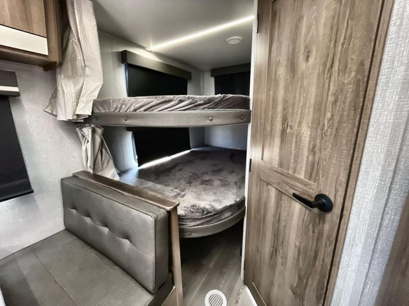 There’s storage underneath the bunks to give you space for everyone’s things.