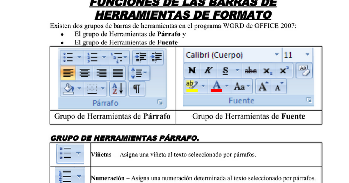 FUNCIONES DE LAS BARRAS DE HERRAMIENTAS DE FORMATO.docx