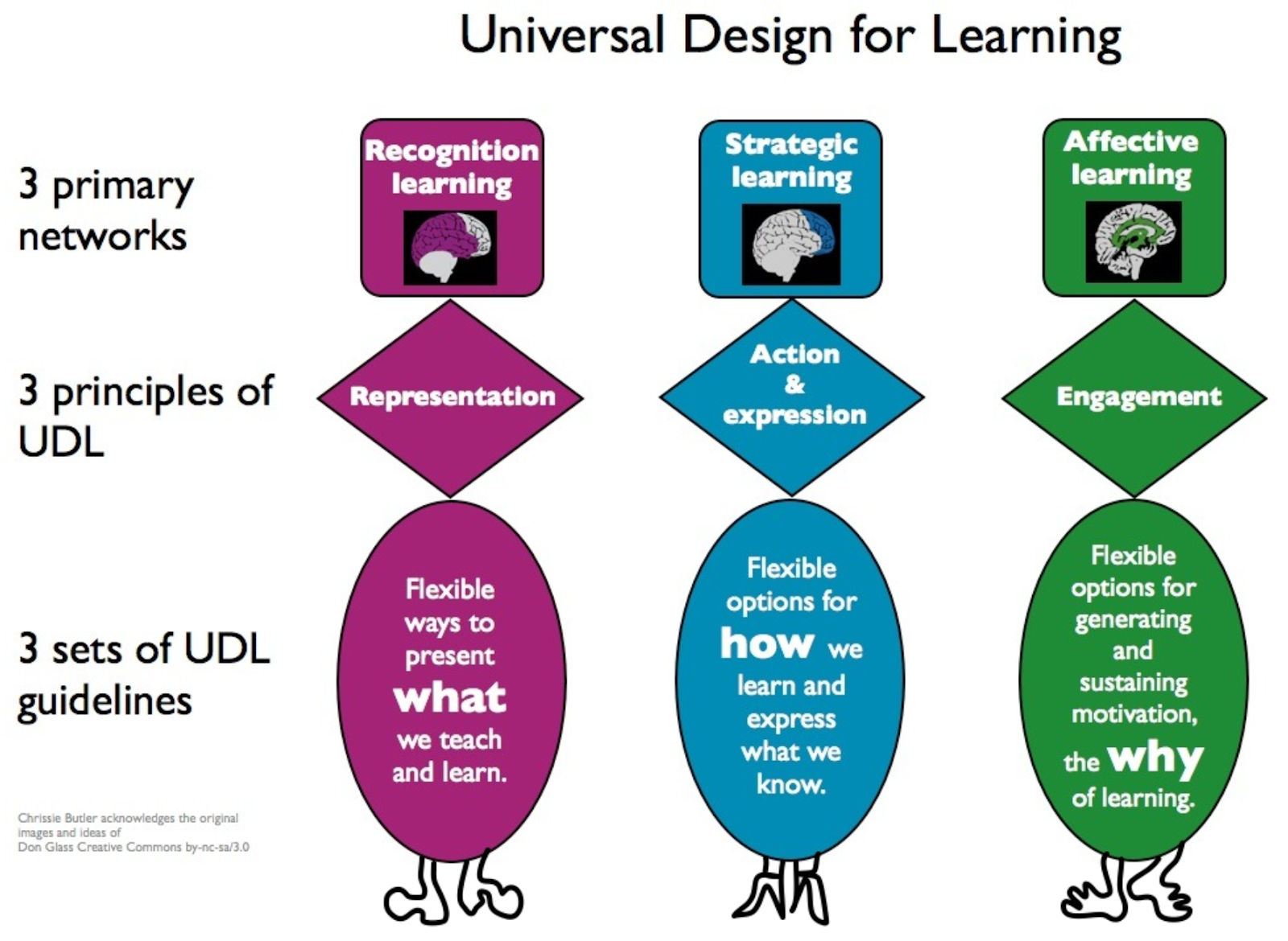 Graphic depiction of UDL networks, principles, and guidelines