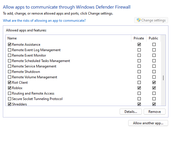 allow apps to communicate through windows defender firewall