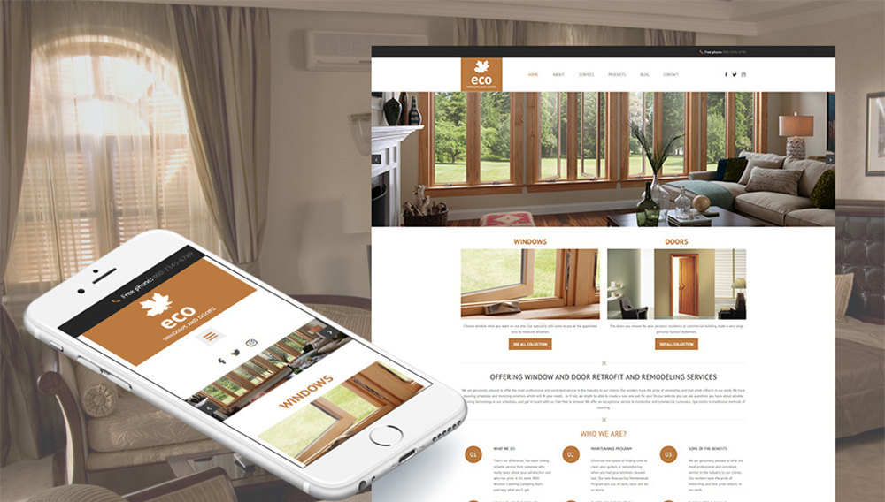 Plantilla Moto CMS 3 Responsive Windows & Doors