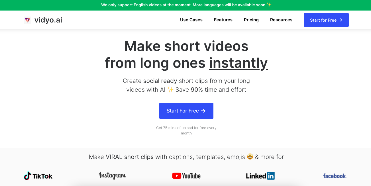 A screenshot of Vidyo Homepage