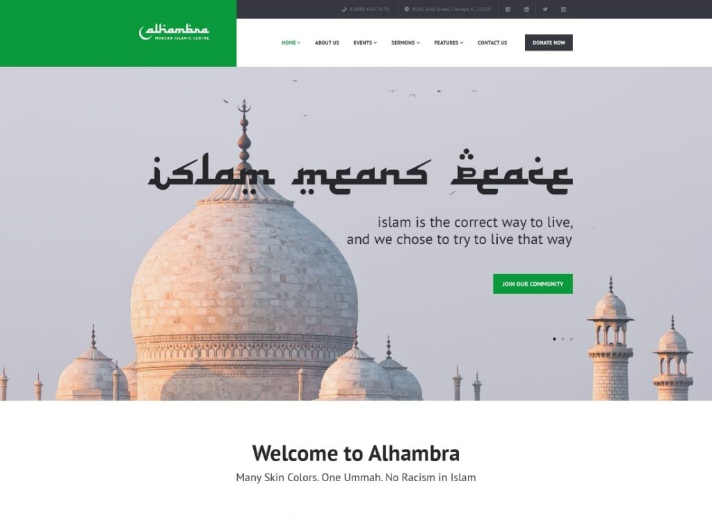 Alhambra |  Mezquita e Iglesia del Centro Islámico Tema de WordPress + RTL