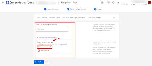 Ecommerce Shopping feed file Upload setup
