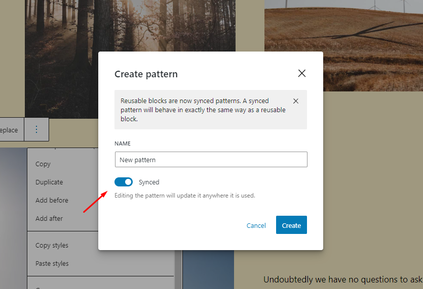 Create Pattern Synced