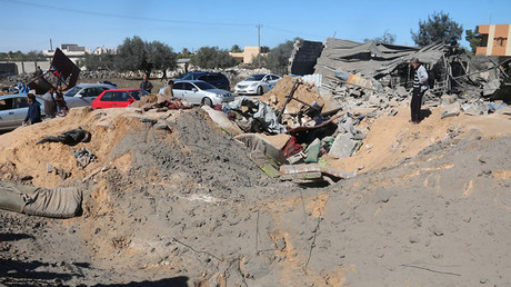 A view shows damage at the scene after an airstrike by U.S. warplanes against Islamic State in Sabratha, Libya, in this February 19, 2016 handout picture. © Sabratha municipality media office