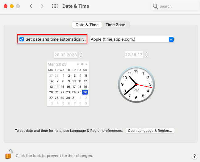 System Preferences  > Date & Time