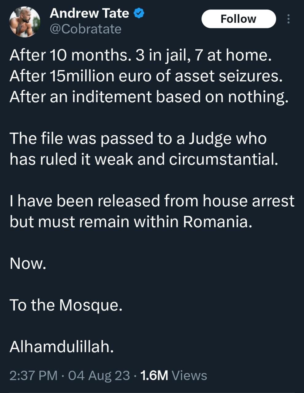 Andrew Tate House Arrest

