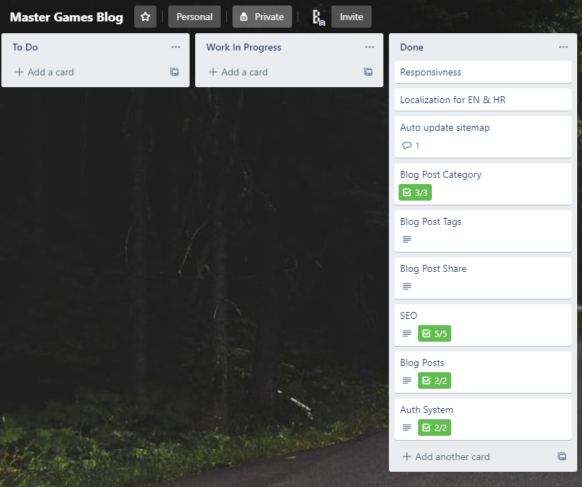 Master Games Blog - Trello Board